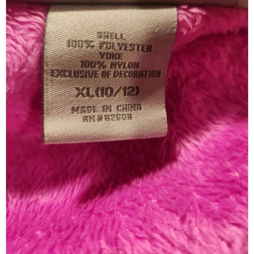 Free Country Girls XL 10/12 Pink High Pile Fleece Full Zip Hood Jacket Grey Yoke - Picture 6 of 6